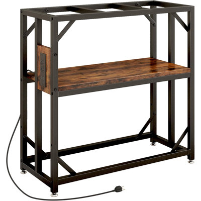 20‑29‑37 Gallon Aquarium Stand with Power Outlet, Adjustable Metal Frame Reptile Turtle Terrarium Stand, 600LBS Capacity, Rustic Brown for Home Office