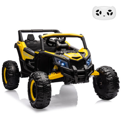 24V 2-Seater Electric Ride-On UTV for Kids – 400W Motors, Remote Control, Spacious 19'' Seat, 4 Shock Absorbers, Music, USB, LED Lights, Spring Suspension
