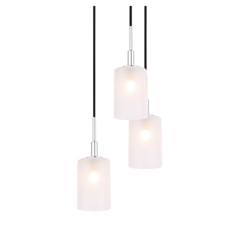 Luminaire suspendu cylindre grappe 5 lumières Herr, Chrome, Halogène