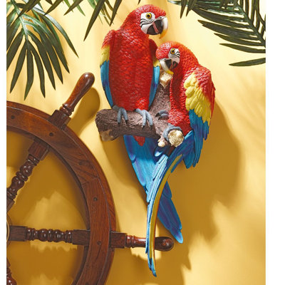 Scarlet Macaws Tropical Wall Sculpture