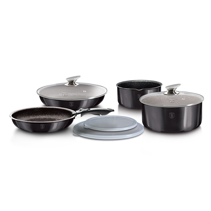 Batterie de cuisine antiadhésive en aluminium 9 pièces Berlinger Haus, Carbone Pro