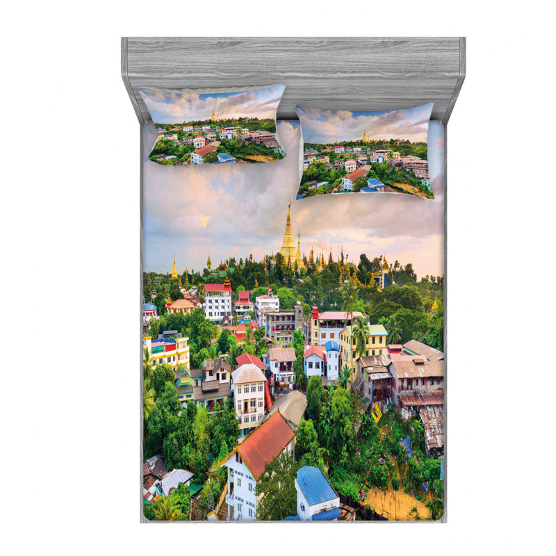 Ensemble de draps Yangon, Ensemble de draps pour lit double avec un drap-hou
