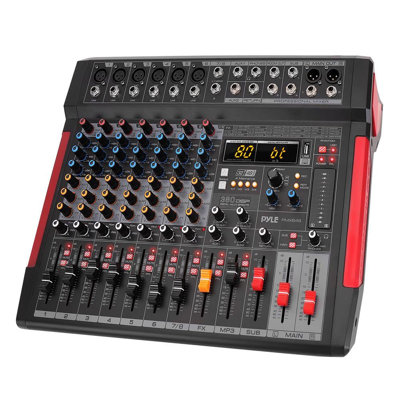Pyle 8-Channel Bluetooth 5.1 DJ Audio Mixer Controller - 380 Preset DSP Effects - USB Interface - 6 XLR Mic/Line Inputs - AUX - MP3 - Headphone Jack - +48V Phantom Power - High Headroom - PMX648
