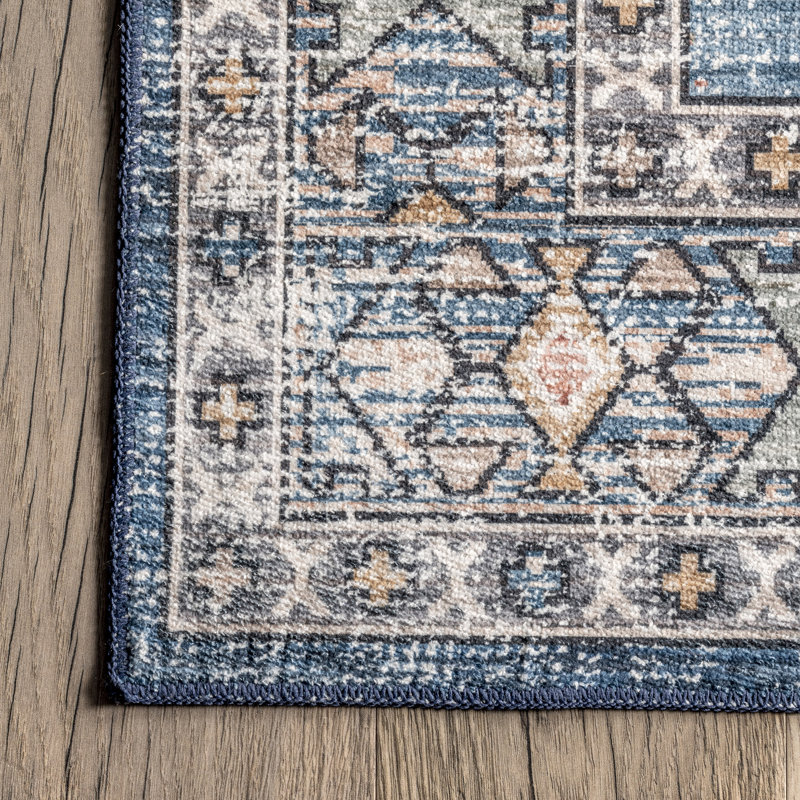 Tapis lavable en machine à motif tribal Mae SpinClean, Rectangle 8 pi x 10 pi