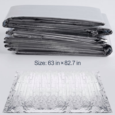 6 feuilles de mylar surdimensionnées argentées très réfléchissantes, 83 x 63 po, excellente performance de réflexion de la lumière et de rétention de la chaleur, matériau entièrement écologique, feuilles polyvalentes