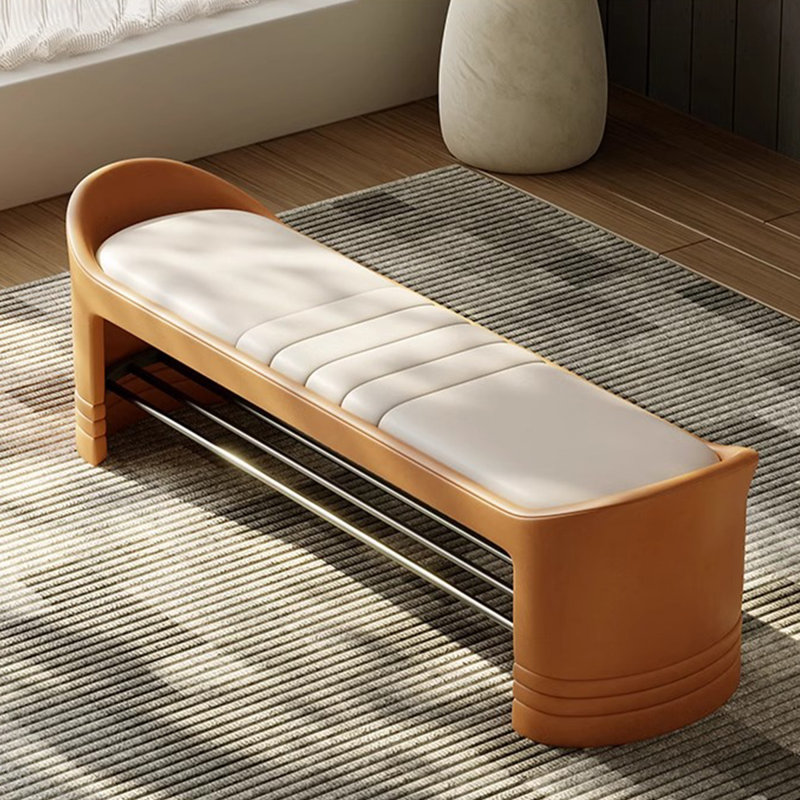 Banc de rangement rembourré pour chaussures, Beige / orange