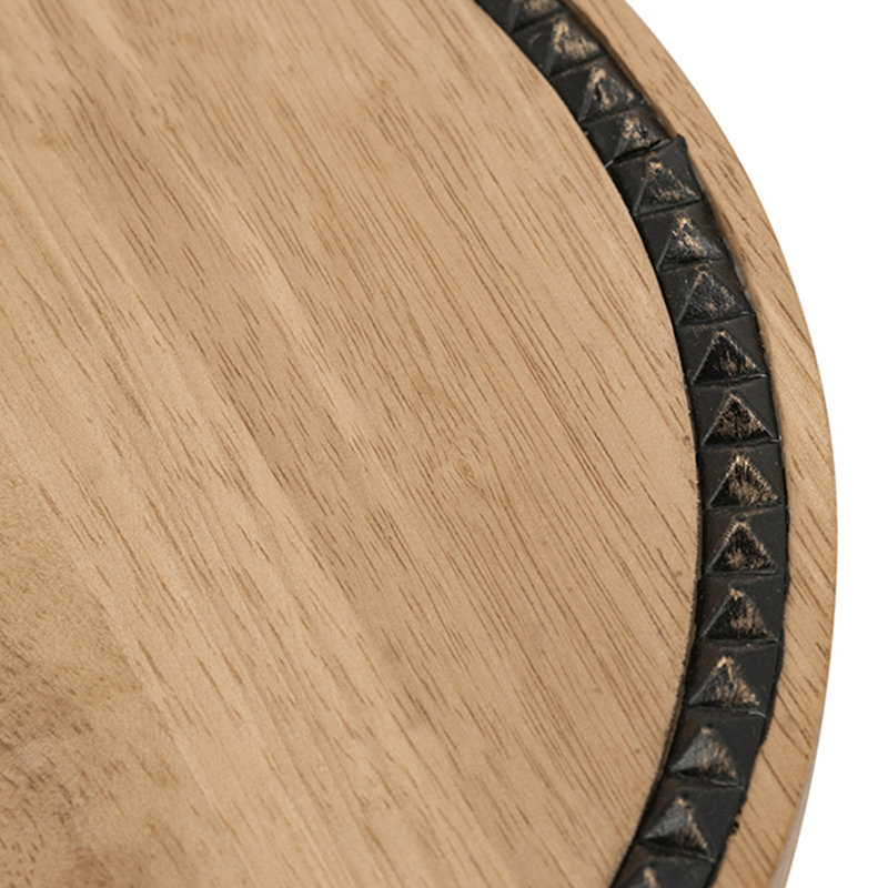 Wooden Pedestal Cake Stand with Metal Base, Round Wood Cake Pedestal for Dessert Serving