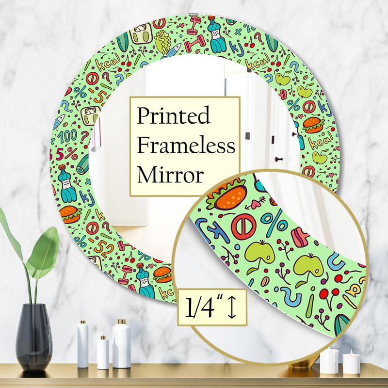 Motif diététique vert - miroir moderne, H 31,5 po x l po