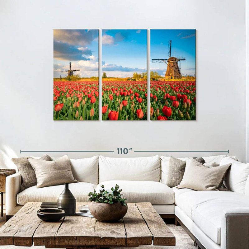 Two Dutch Windmills, 48" H x 74" W