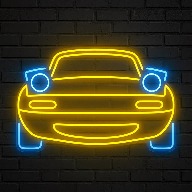 Enseigne au néon de voiture - art mural néon automobile - 25 x 17 po - 63 x 43 cm