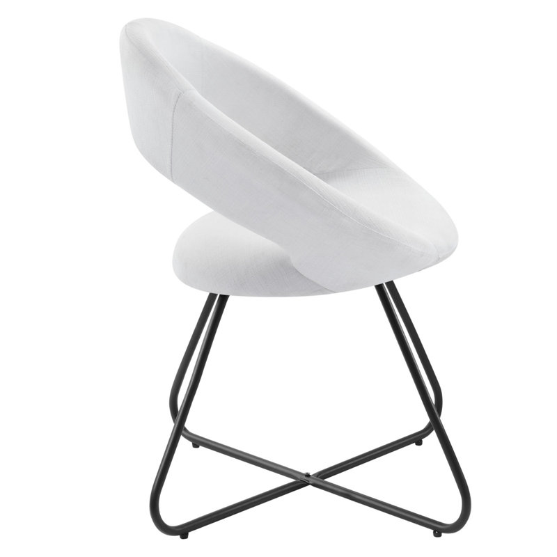 Nouvelle White Velvet Upholstered Side Chair with Metal Legs, Set of 2