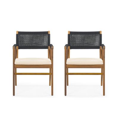 Brendalyn Rope Woven Acacia Dining Chair Set by Bay Isle Home