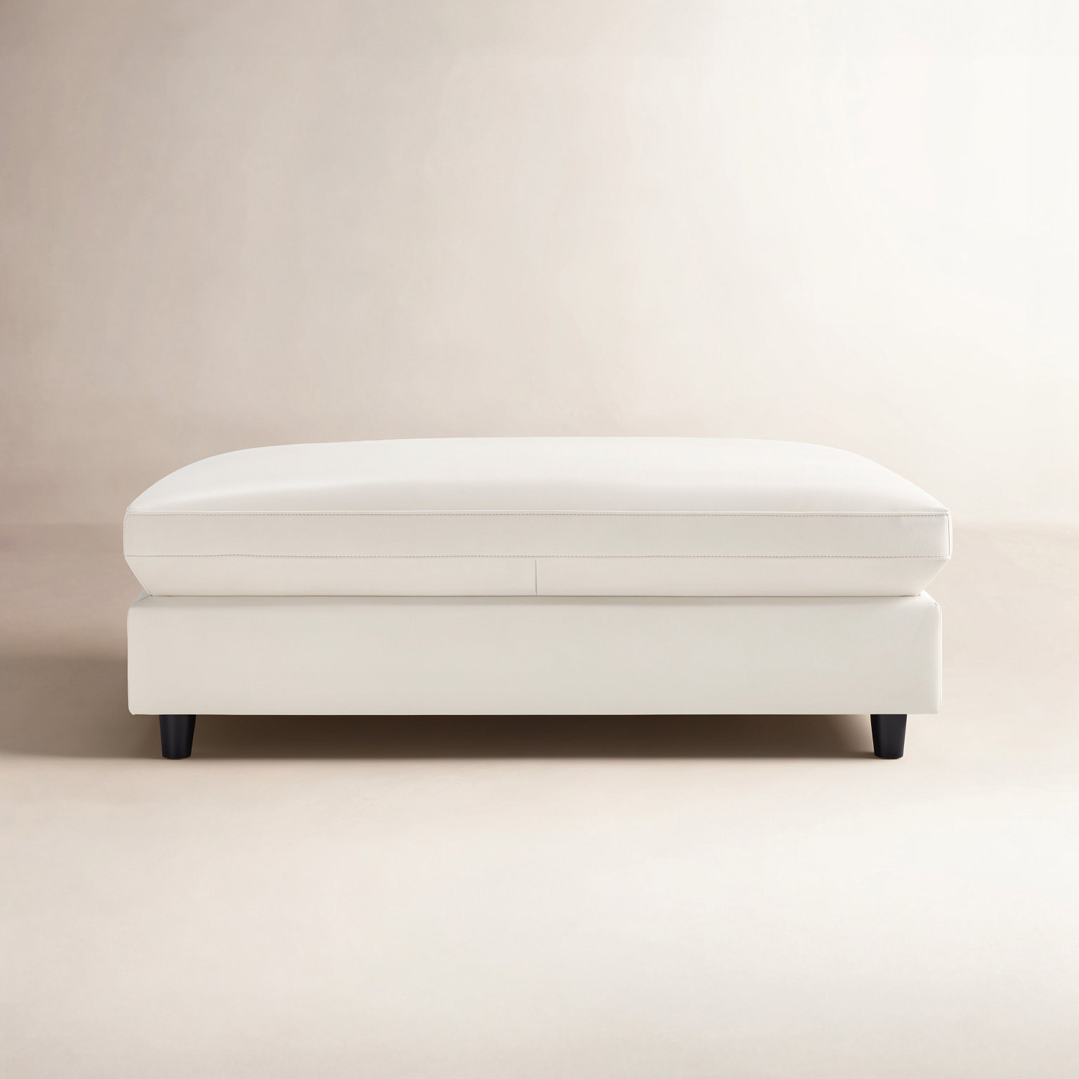 Fleetwood 45" Genuine Leather Ottoman, Denali Ivory Genuine Leather