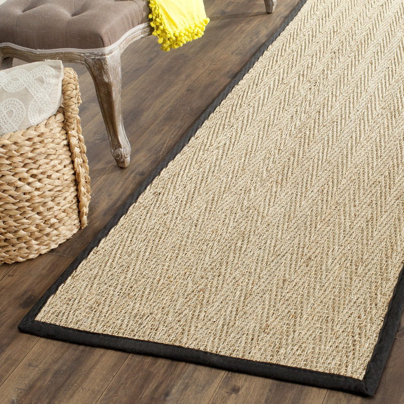 Emmaline Hand Woven Area Rug, Runner 76 x 244 cm, Natural/Black