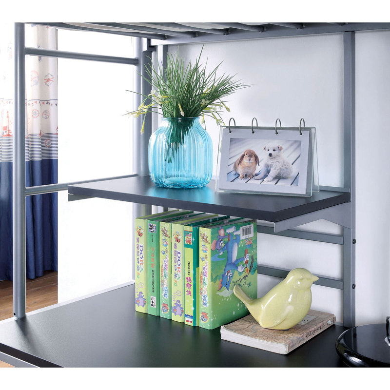 Adabella Kids Twin Loft Bed, Silver
