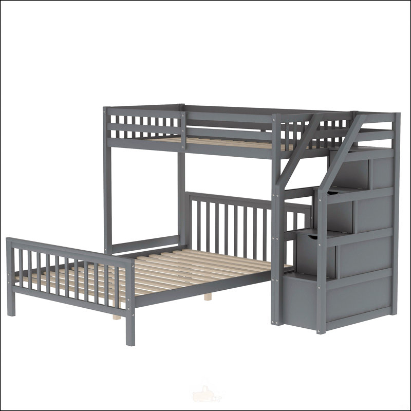 Harriet Bee Twin Over Full Loft Bed With Staircase - Wayfair Canada