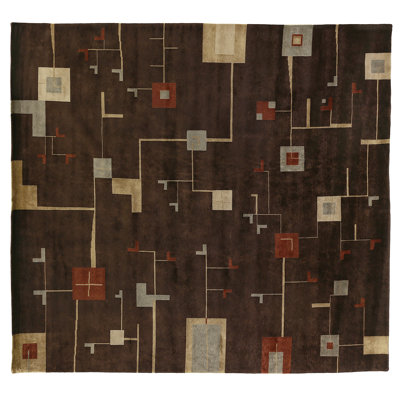 Contemporary hand-knotted New Zealand Wool Plum/Sage Area Rug
