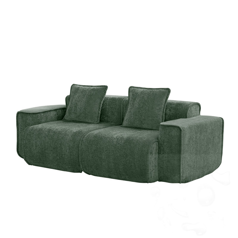 Canapé modulaire à 2 places sans os avec coussins décoratifs, Vert