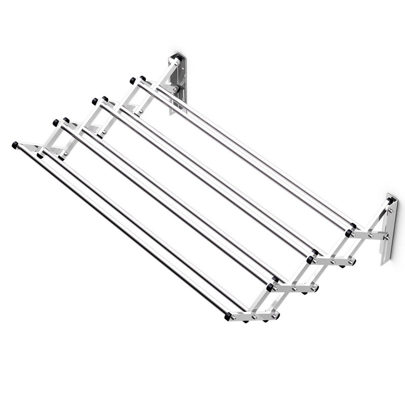 Wall Mounted Stainless Steel Foldable Towel Rack Expandable Clothes Drying Rack