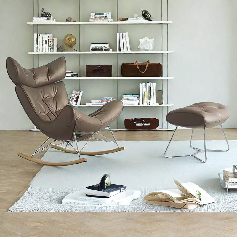 Chaise berçante simple de style italien, Café noir