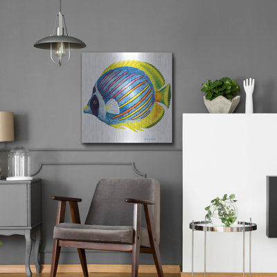 Beachcrest Home ™ «Fish 1 Blue Yellow» par Olga et Alexey Drozdov, art mural en métal
