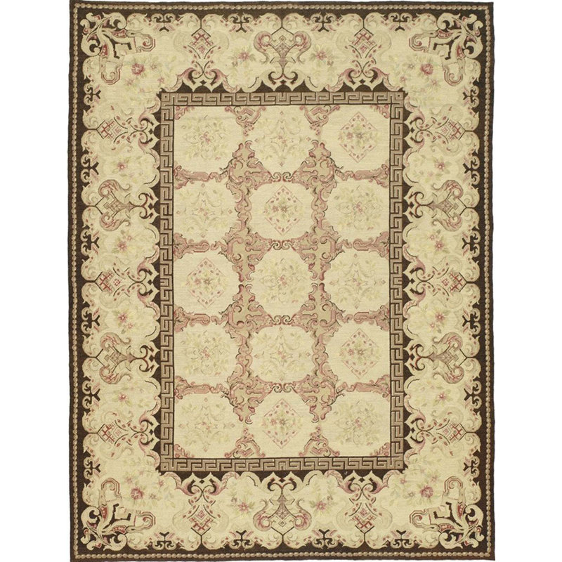 Hand-Knotted High-Quality Beige and Beige Area Rug