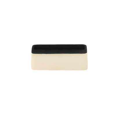 Cement Rectangle Pot Painted Finish White-3.75"H