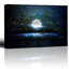 Pleine lune brillante sur fond bleu avec coups de pinceau, décoration intérieure-94537604