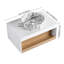 Meuble-lavabo flottant de 30 po avec lavabo vasque en marbre veiné gris, meuble-lavabo mural avec tablette ouverte, finition blanche avec décor en bois, conception moderne peu encombrante (livré en 2 boîtes)
