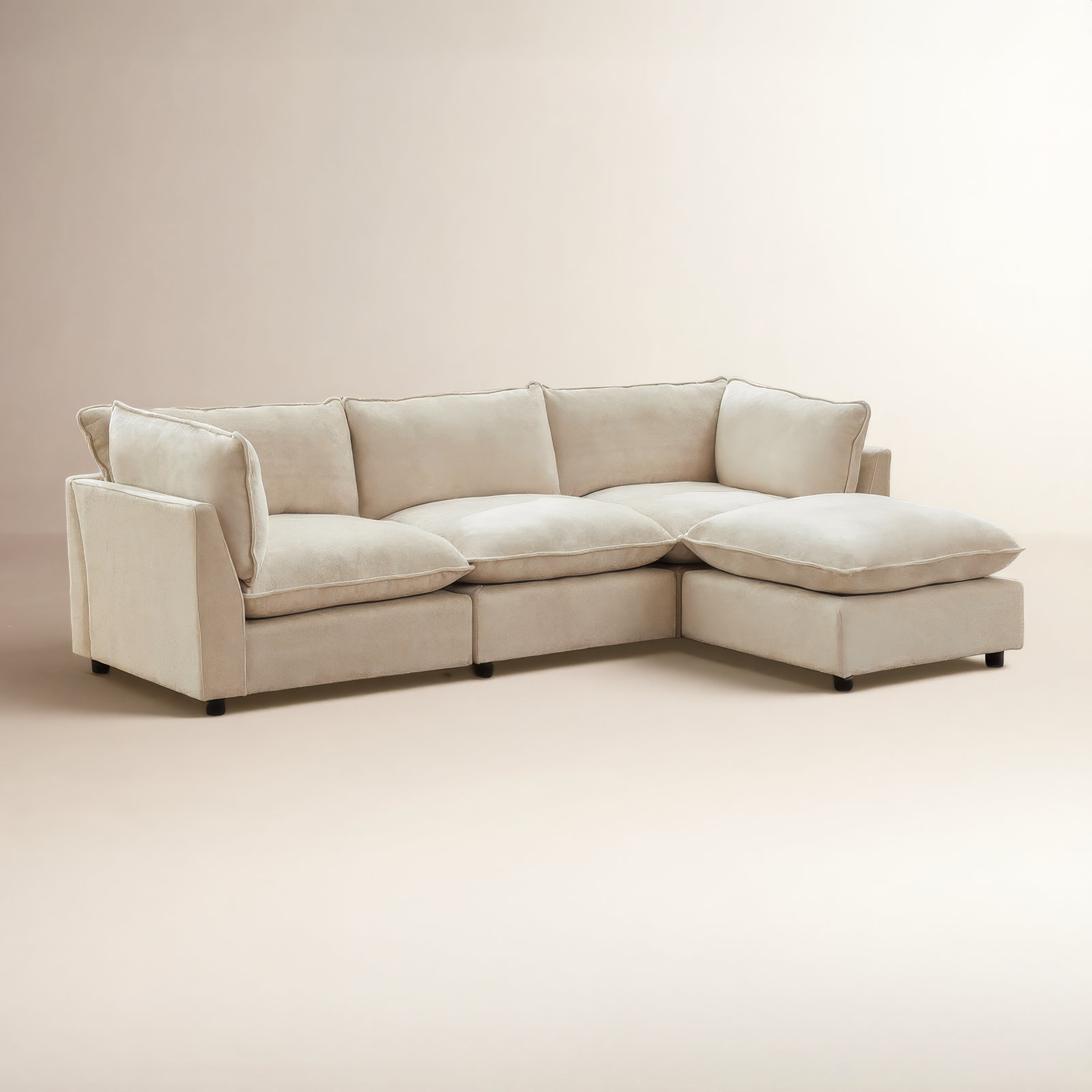 Eagan Modular Sectional, Beige Chenille