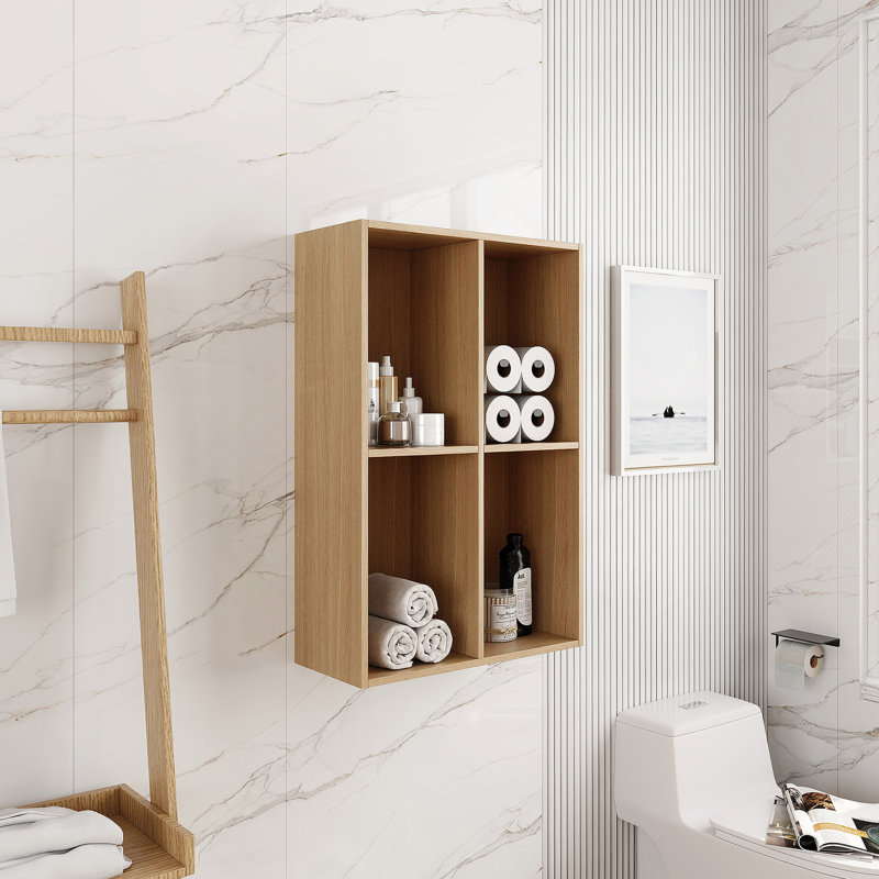 Petites tablettes de rangement murales de 24 pouces, convenant à une petite salle de bain, bureau, pièce de rangement, chêne original