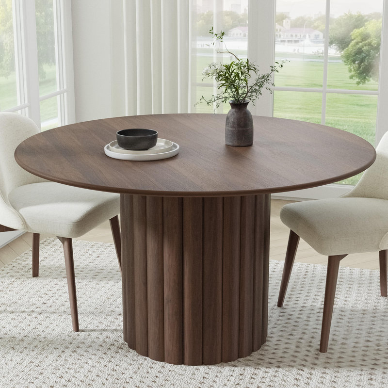 Table de salle à manger en bois massif, Noyer, H 30 po x L 52 po x l 52 po