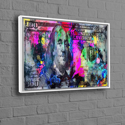 Black Framed Colorful Abstract Currency Design Cotton Canvas Ideal for Professional Office Decor