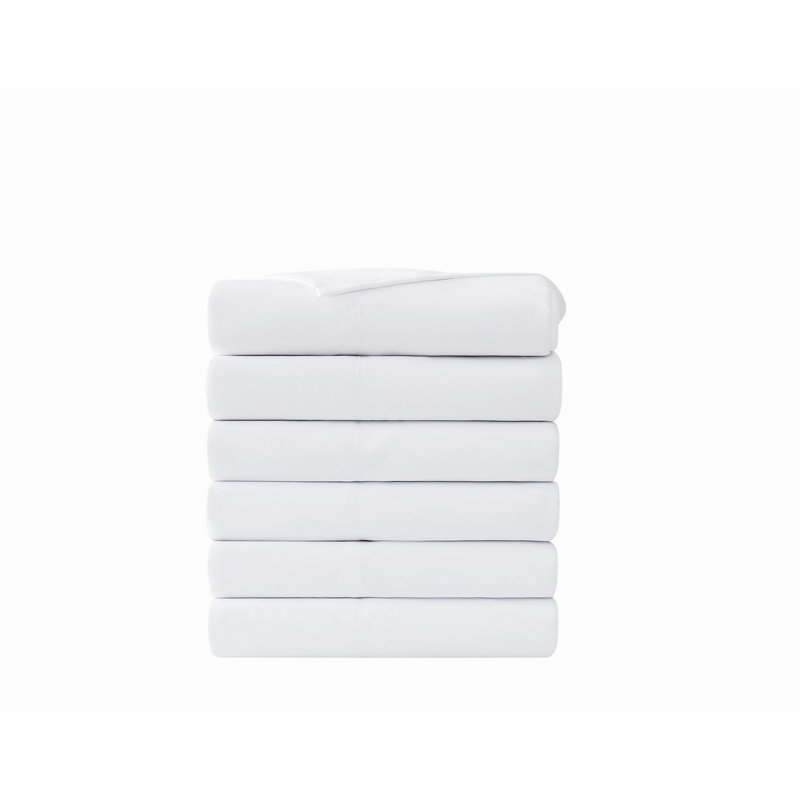 Truly Soft Hospitality Pack Plain Weave Microfiber 6 Piece White Flat Sheet Set, Twin XL Sheet Set