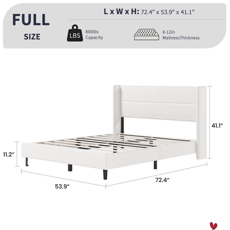 Lit plateforme tapissier en velours, Lit double, Blanc