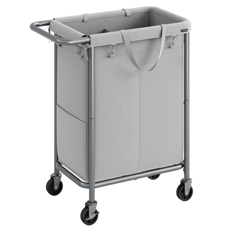 Rolling Laundry Hamper with Handles, Dove Grey
