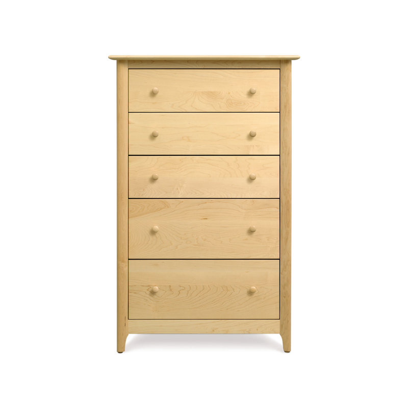 Sarah Solid Wood 33.75'' W 5 - Drawer Dresser, Natural Maple