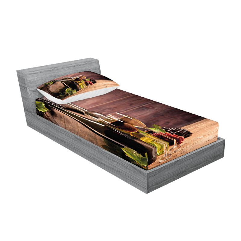 Drap-housse et coussin décoratif Ambesonne, Ensemble de draps pour lit simple + 3 pièces supp