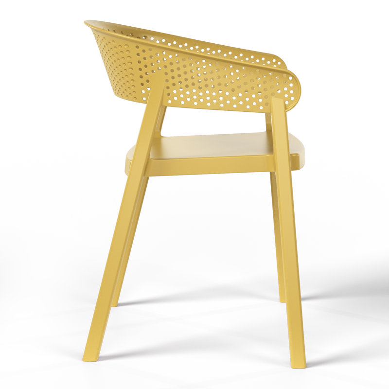 Fauteuil de salle à manger d'extérieur 2 pièces H 29 po Delron, Jaune