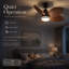 Ventilateur de plafond de 37 po, pales en ABS avec cadre en métal, télécommande, moteur à courant continu réversible à 6 vitesses, utilisation intérieure et extérieure, ventilateur de plafond noir, ventilateur de plafond à feuilles de palmier, style Mid-Century moderne