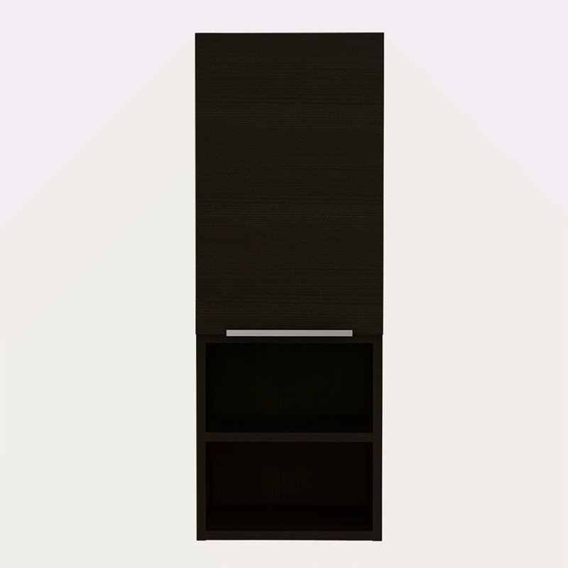 Bathroom Cabinet, Two Interior Shelves, Two External Shelves, Single Door Cabinet, Black