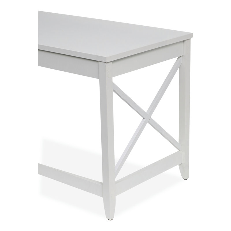 White L-Shaped Executive Corner Desk with Wood Top