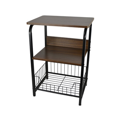 22" Black Metal and Brown Top Side Table by Three Star Im/Ex Inc.