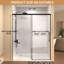 Porte de douche coulissante simple, l 60 po H 72 po, verre trempé fixe de 5 mm et transparent de 6 mm, noir mat, rail en aluminium, réglage de la largeur de 4 po, porte de salle de bain avec fonction imperméable et conception américaine