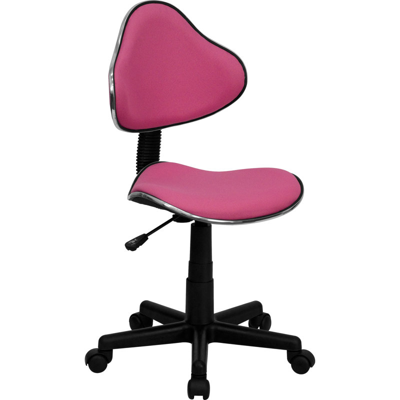  Chaise de bureau ergonomique et pivotante en tissu avec dossier et siège rembourrés, Rose