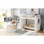 Lit simple avec rangement, bois de pin, design blanc moderne