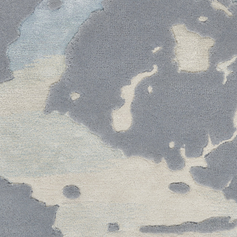 Tapis bleu abstrait moderne fait à la main Versailles, Rectangle 5 pi 6 po x 7 pi 5 po