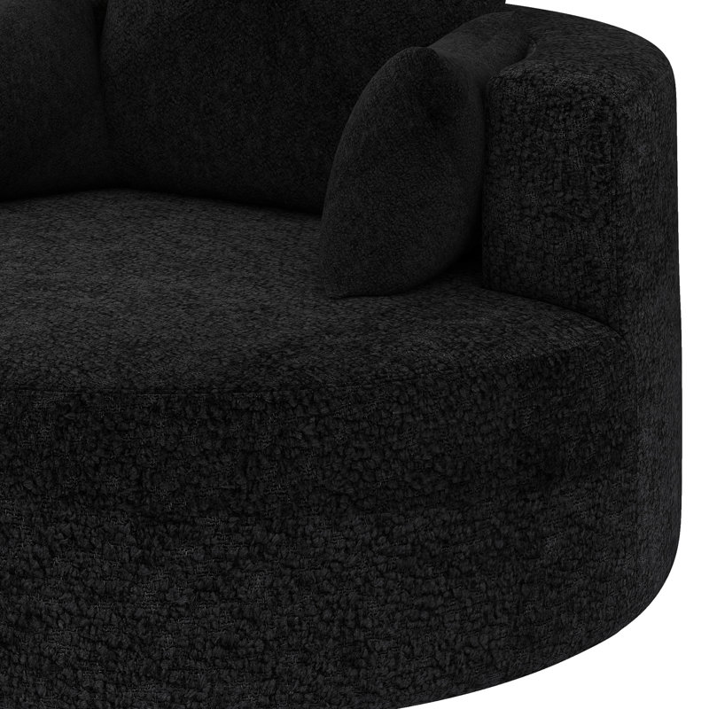 Fauteuil demi-tonneau pivotant à 360 ° - Chai de canapé rond surdimensionné, méridienne moderne rembourrée à assise profonde en chenille