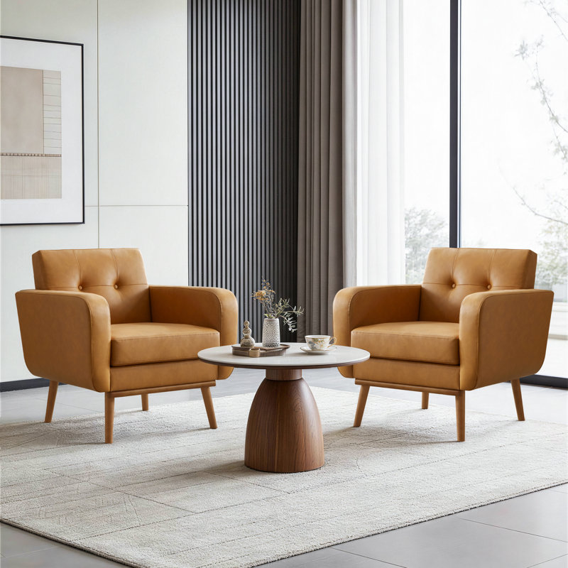 Faux Leather Armchair, Brown Faux Leather