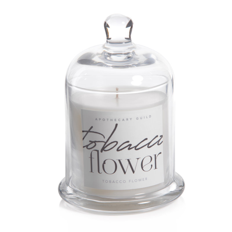 Amber Tobacco Flower Scented Jar Candle with Glass Dome